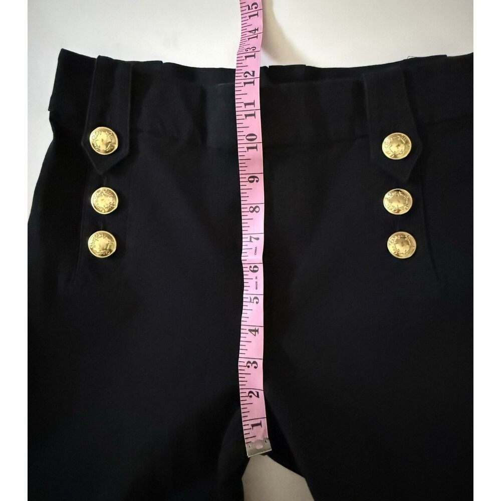 Lilly Pulitzer Parrish Crop Flare Pants Black Sailor Gold Buttons Preppy Size 4 - Picture 9 of 14